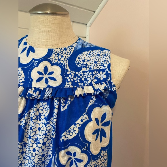 ‘Likeke’ Vintage Hawaiian Dress, 1960s, Royal Blue, White, Size Small - Picture 5 of 9
